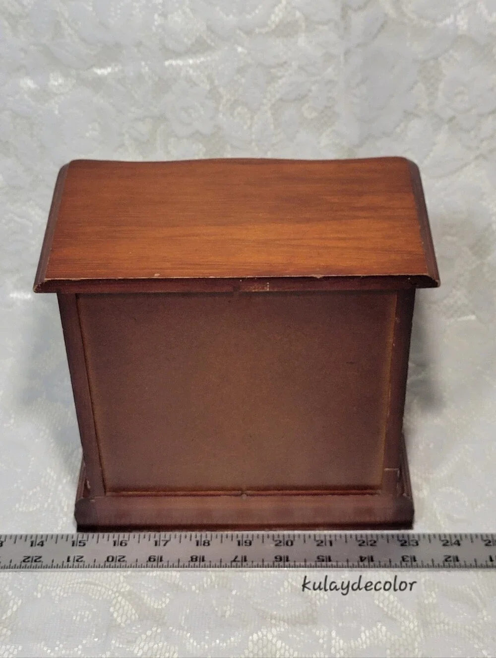 Vintage Wooden Jewelry Box Organizer 3 Drawer Mirrored Floral Glass Door Trinket